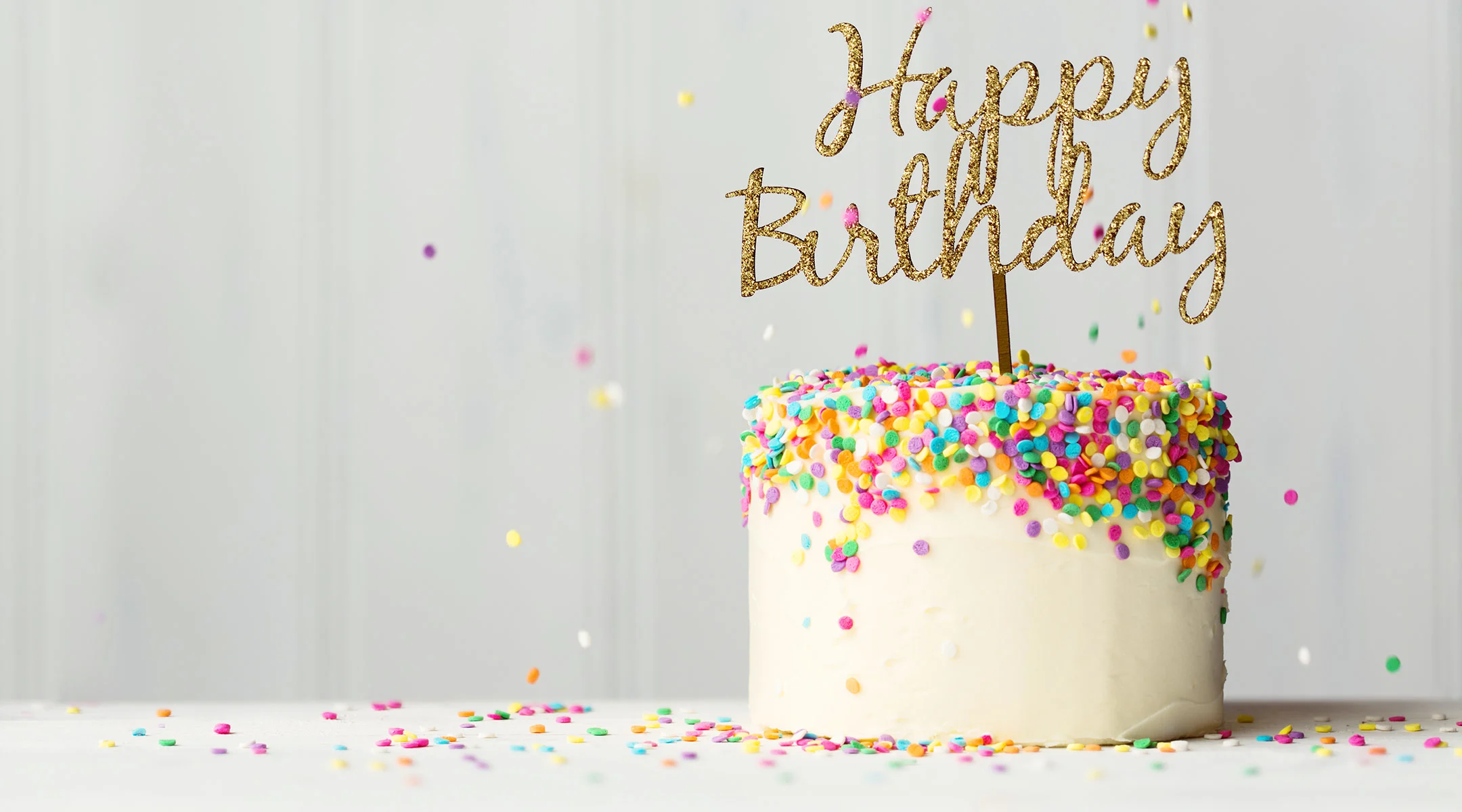 birthday cake with confetti sprinkles