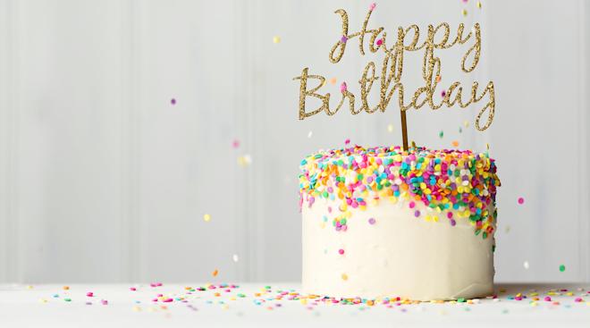 birthday cake with confetti sprinkles