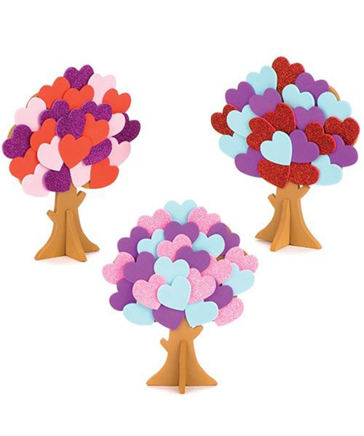 Pack of 5 Baker Ross Love Heart Tree Kits for Children to Make and Decorate Valentines Craft Toy for Kids