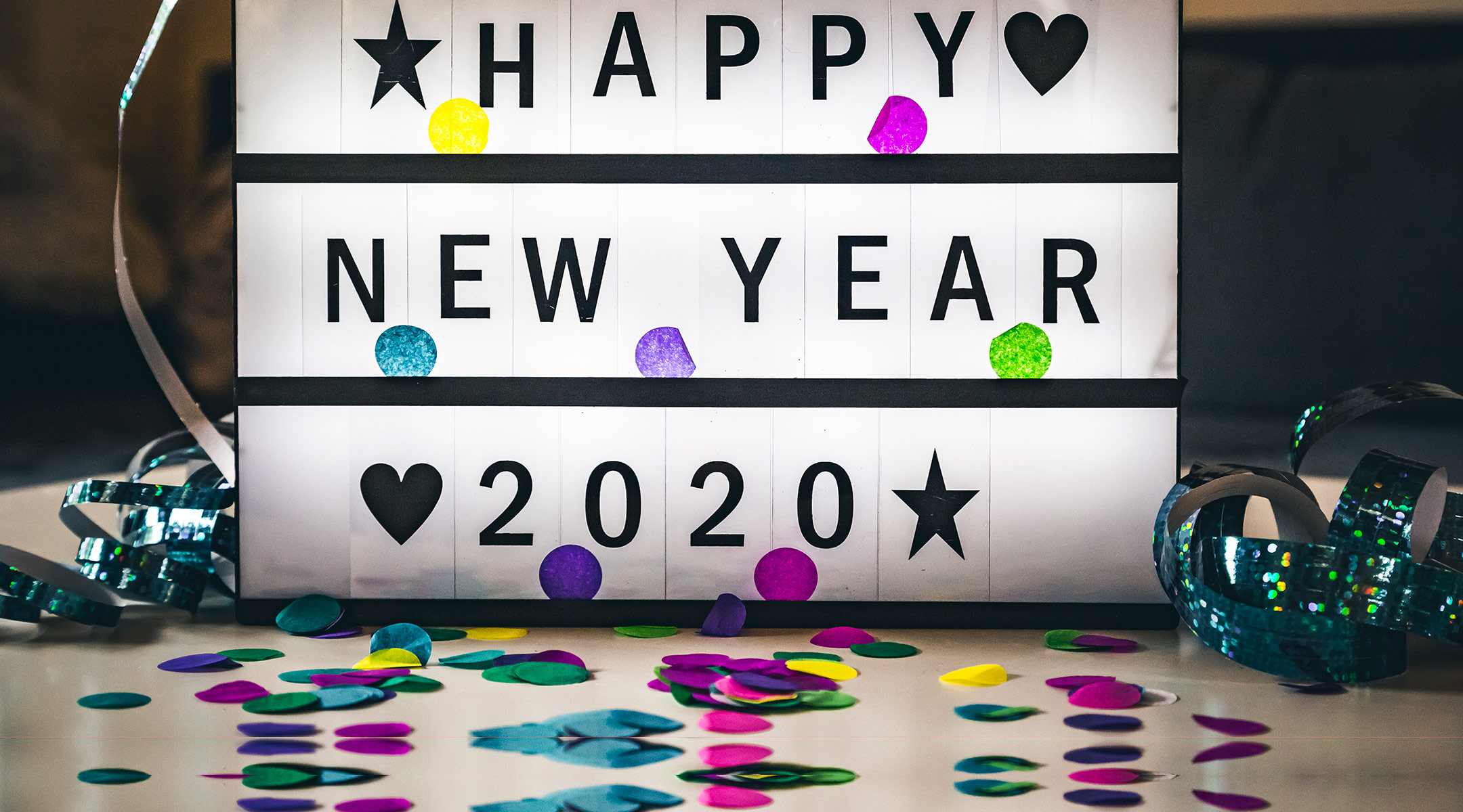 celebration sign that says happy new year 2020