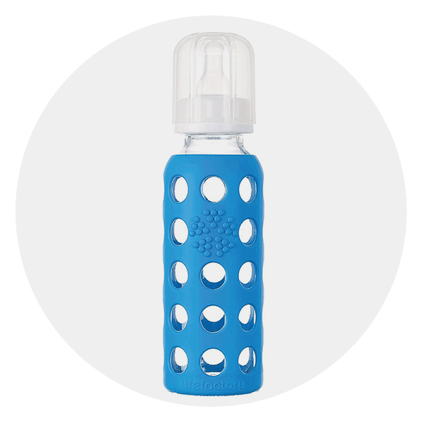 Lifefactory 8 oz Stainless Steel Baby Bottle with Straw Cap, Denim