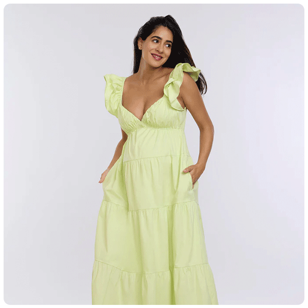 Motherhood Maternity Ruffle Sleeve Tie-Back Maxi Maternity Dress