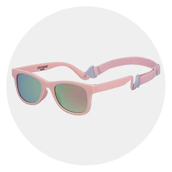 COCOSAND Baby Sunglasses with Strap Flexible Square UV400