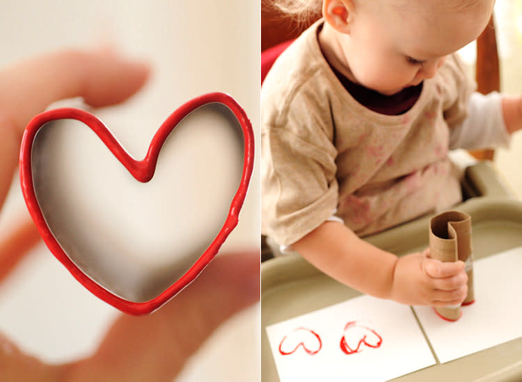 Preschool Crafts for Kids*: Valentine's Day Toilet Roll Heart Stamp Craft