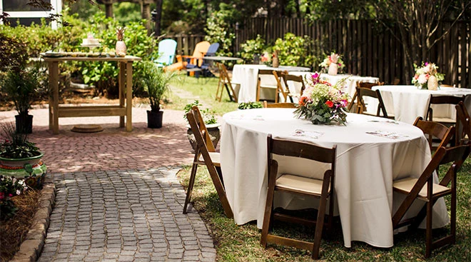 outdoor tables at baby shower