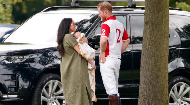 Meghan Markle and Prince Harry photographed at Archie's first public outing. 