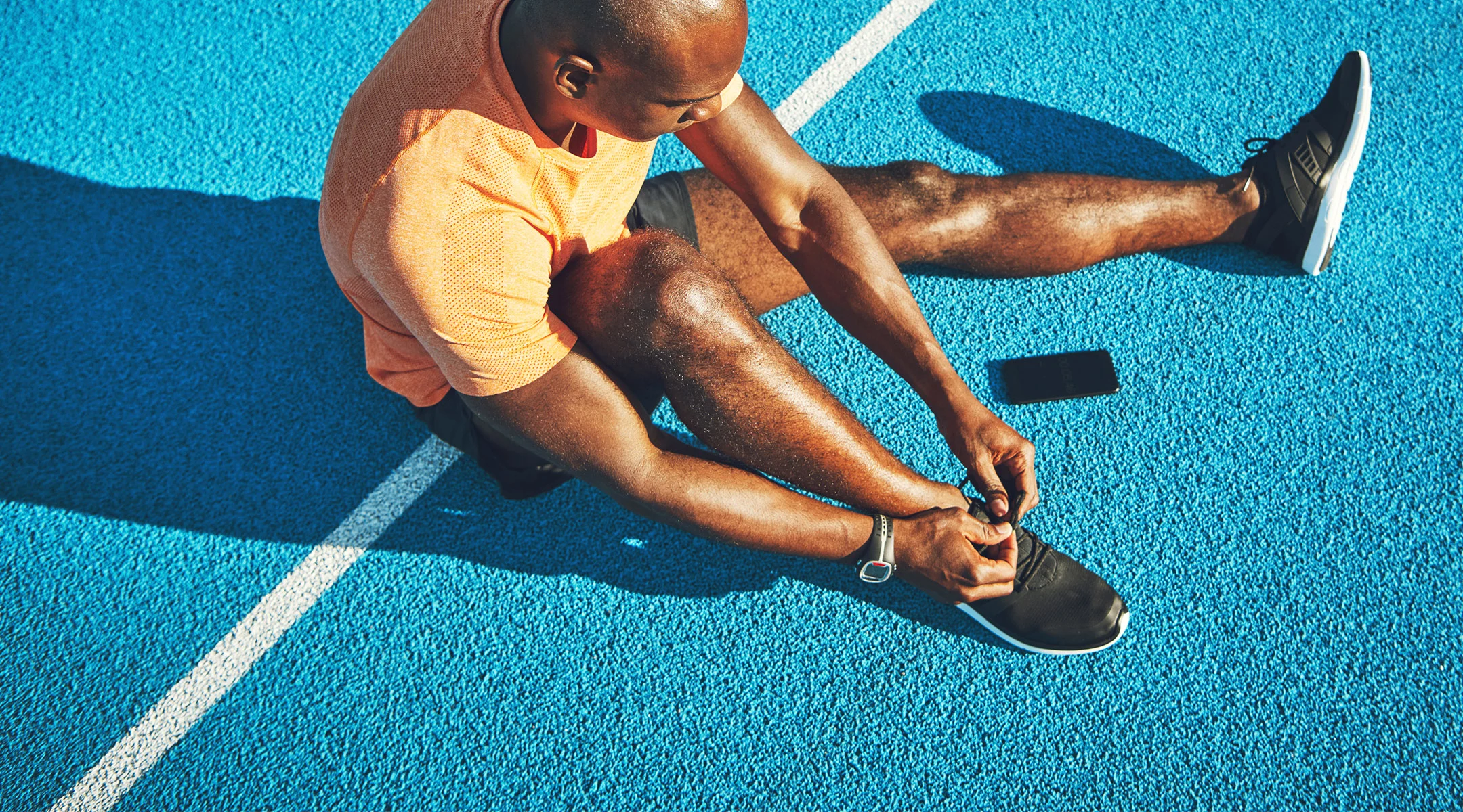dad getting ready to exercise and run track