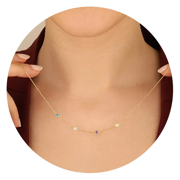 Choice of Queen Personalized Family Birthstone Necklace