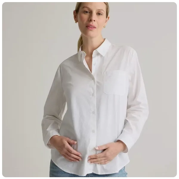 100% Organic Cotton Poplin Maternity Long Sleeve Shirt