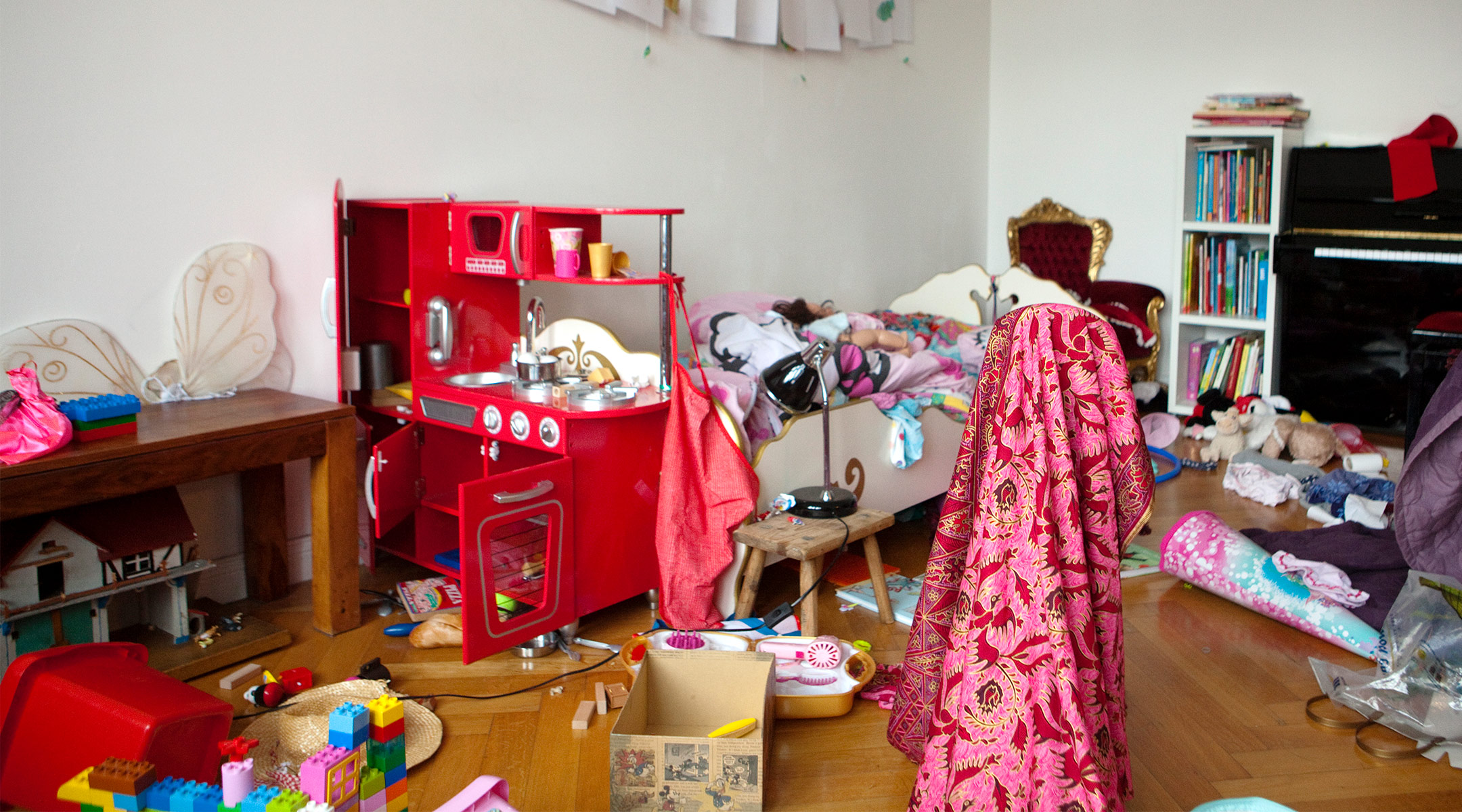 cluttered messy child's room