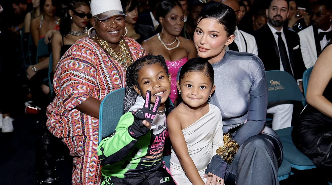 Iman Tayla Shumpert Jr., Stormi Webster, and Kylie Jenner attend the 2022 Billboard Music Awards at MGM Grand Garden Arena on May 15, 2022 in Las Vegas, Nevada