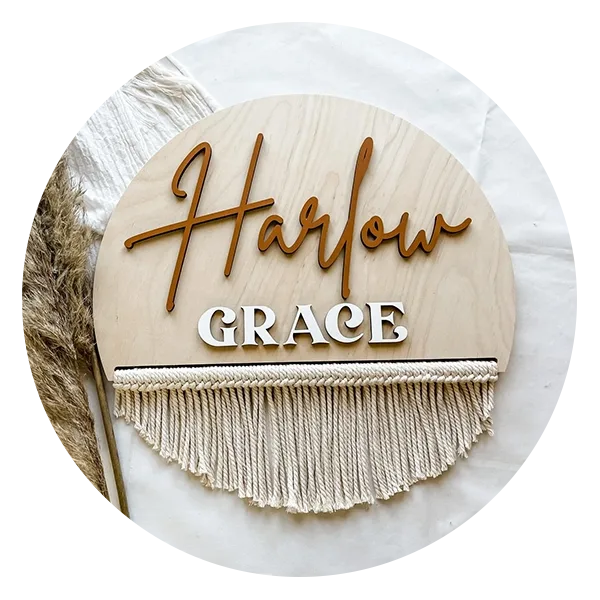 Macrame Nursery Name Sign