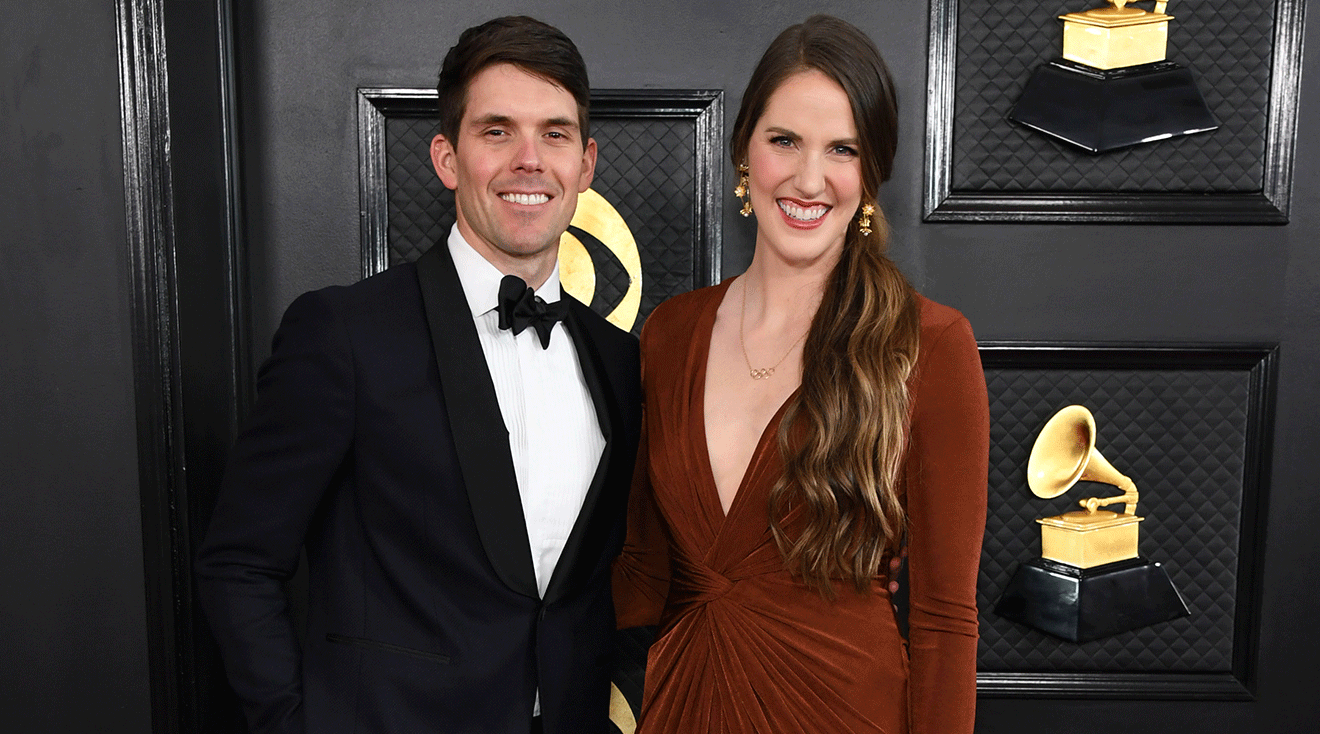 Hayes Johnson and Missy Franklin Johnson attend the 65th GRAMMY Awards on February 05, 2023 in Los Angeles, California