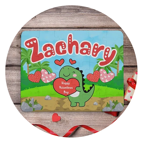 AffordableABA Personalized Valentine’s Day 30-Piece Dinosaur Puzzle