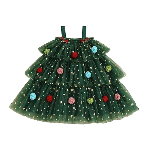 Hazel & Bo Christmas Tree Layered Tulle Dress