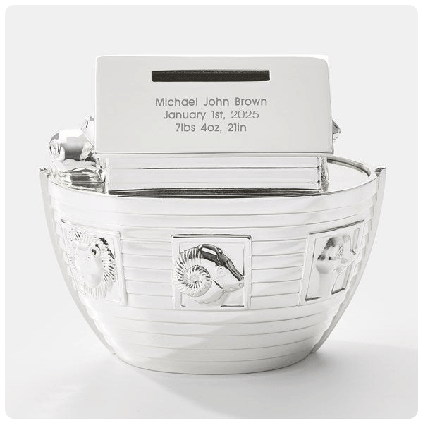 Things Remembered Engraved Silver Noah's Ark Bank