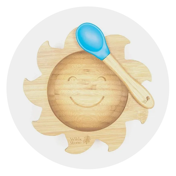 Wild And Stone Baby Bamboo Bowl And Spoon Set Blue