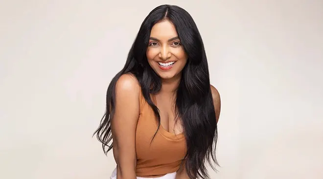 a lady with long hair