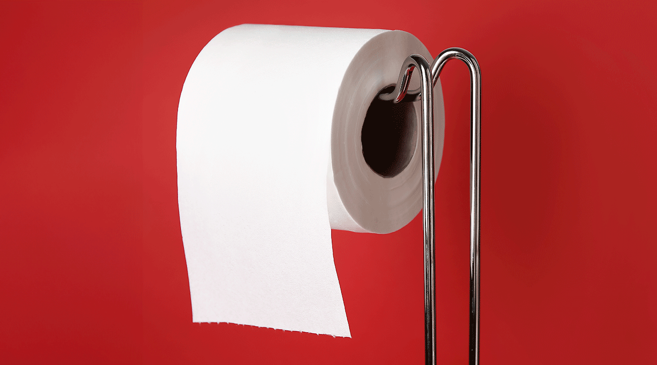 toilet paper holder on red background