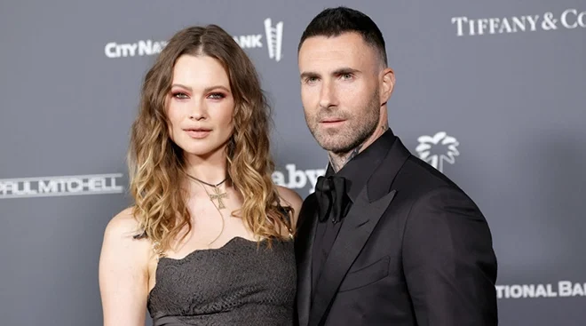 Behati Prinsloo and Adam Levine attend the Baby2Baby 10-Year Gala presented by Paul Mitchell on November 13, 2021 in West Hollywood, California