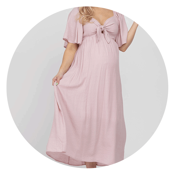 Pinkblush, Dresses, Pink Blush Tie Front Satin Cutout Maternity Midi  Dress Nwt