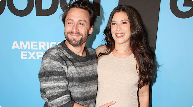 Kieran Culkin and Jazz Charton pose at the opening night of the new Jamie Lloyd production of Waiting for Godot on Broadway at The Hudson Theatre on September 28, 2025 in New York City