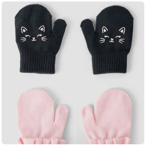 Carter’s Toddler 2-Pack Cat Ruffled Winter Mittens