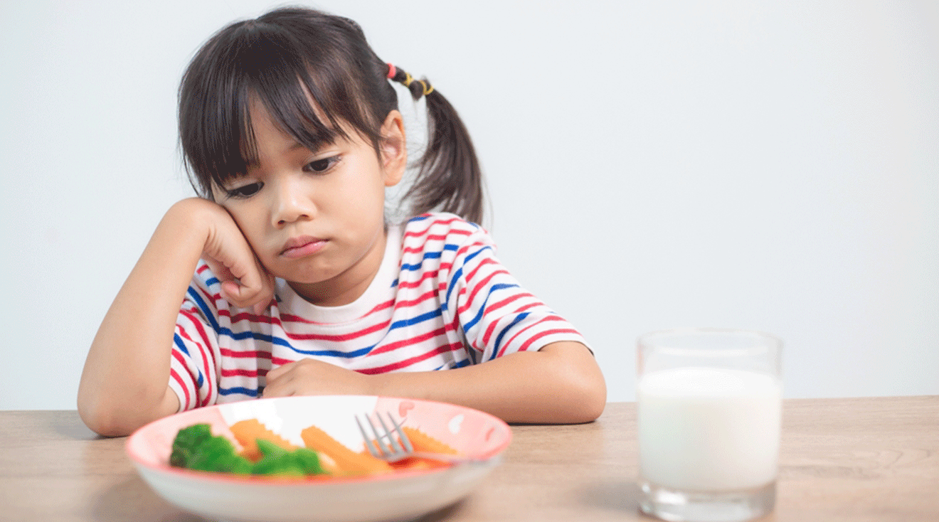 little girl not eating her food