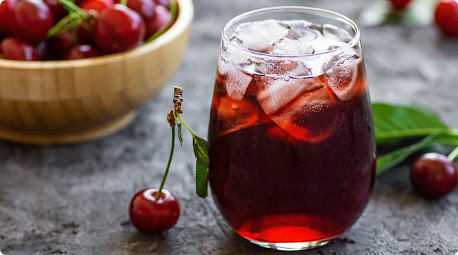 glass of tart cherry juice
