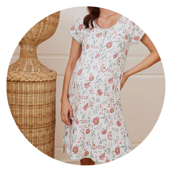Lake Pajamas Pima Maternity Nightgown in Garden Vines