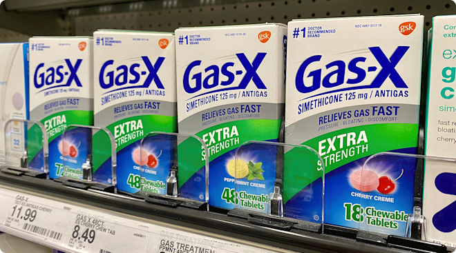 gas-x medication on shelf in store