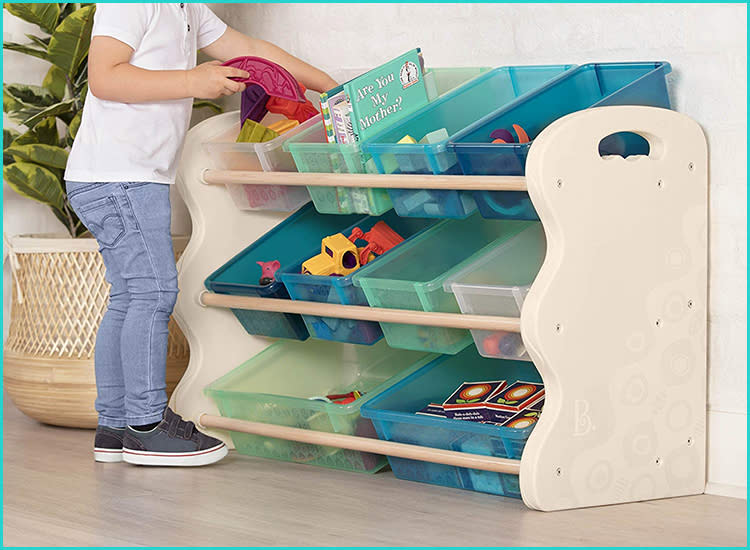 Childrens Dino 9 Tub Storage Drawers Kids Toys Bedroom Playroom Organiser Tidy