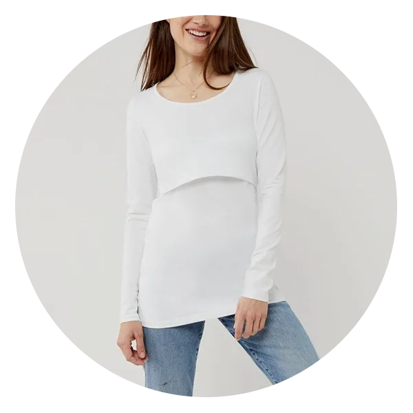 White Cotton Empire Maternity Shirt