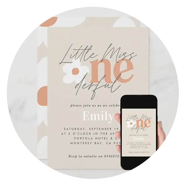 Boho Daisy First Birthday Invite