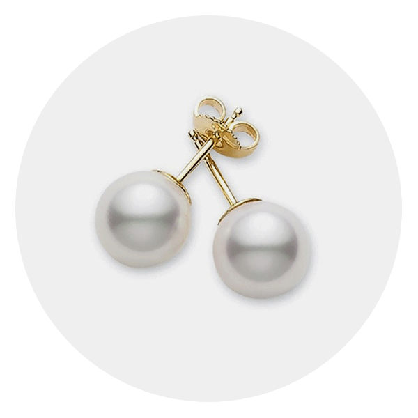 Mikimoto Akoya Cultured Pearl Stud Earrings in 18K Yellow Gold