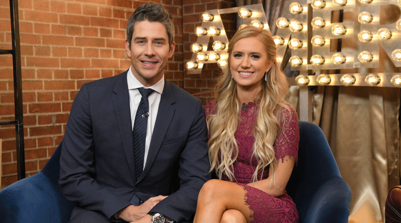 Arie Luyendyk Jr. and Lauren Burnham on good morning america in 2018 after the bachelor season