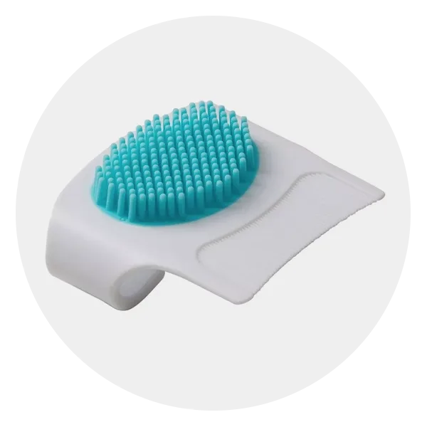 Frida Baby DermaFrida The SkinSoother Baby Bath Silicone Brush| Baby  Essential for Dry Skin, Cradle Cap and Eczema, 2 Count (Pack of 1)