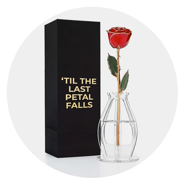 Forever Rose "Til The Last Petal Falls" Personalized Rose with Bloom Box & Phantom Vase