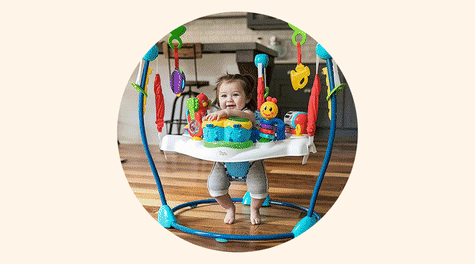 Bright Starts Bounce Bounce Baby 2-in-1 Activity Center Jumper & Table -  Playful Pond (Green), 6 Months+