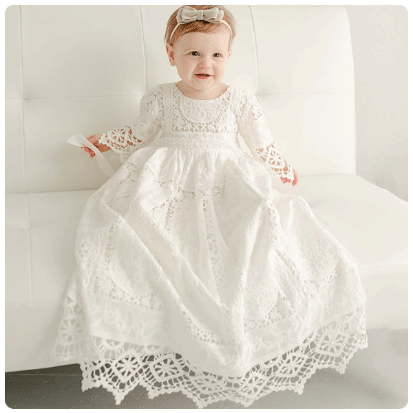 Baby, Beau and Belle Adeline Lace Christening Gown & Bonnet
