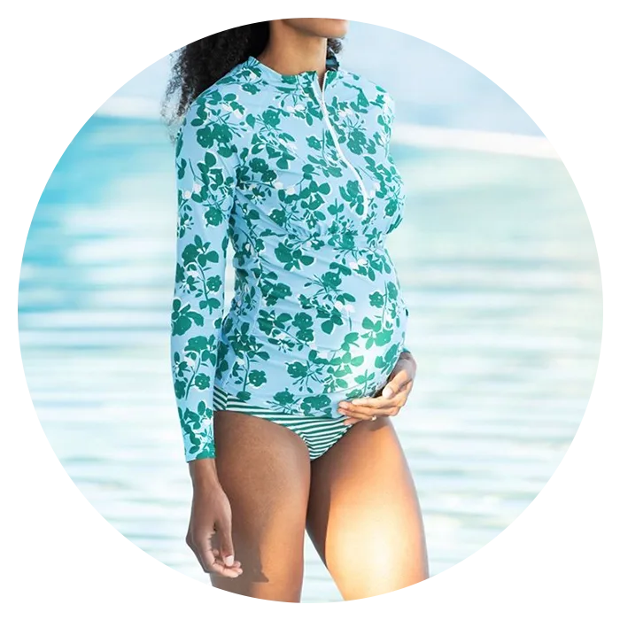 Slate Blue Supportive Maternity Swimsuit