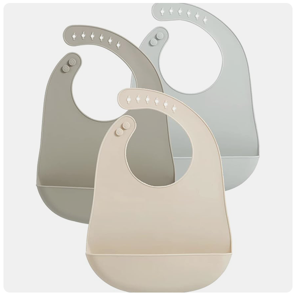 PandaEar Set of 3 Silicone Baby Bibs