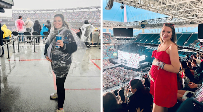 Rachel Cundiff Youde at taylor swift eras tour concerts during 2 different pregnancies