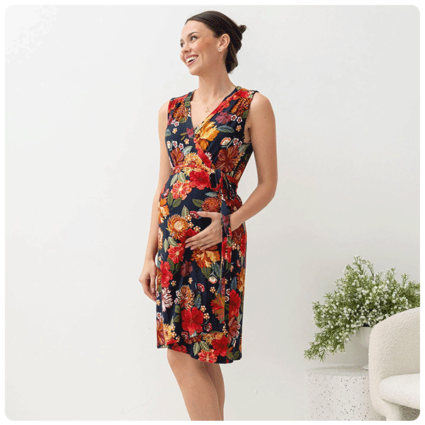Angel Maternity Print Maternity Wrap Dress