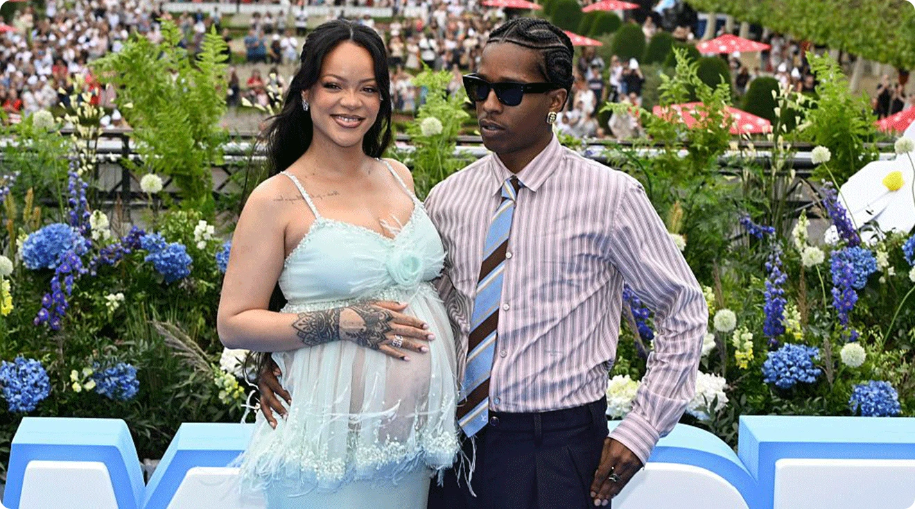 Rihanna and ASAP Rocky pictured at the red carpet during the global premiere of the movie Smurfs on June 28, 2025 in Brussels, Belgium
