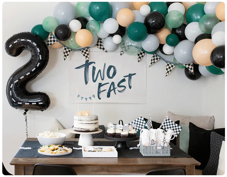 Two fast too fun theme for the 2nd birthday.