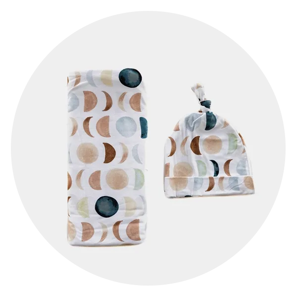 Little Sleepies Luna Neutral Swaddle & Hat Set