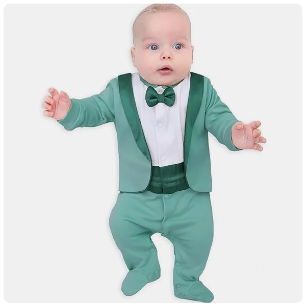 Lilax Baby Boy Gentleman Tuxedo Footie Outfit
