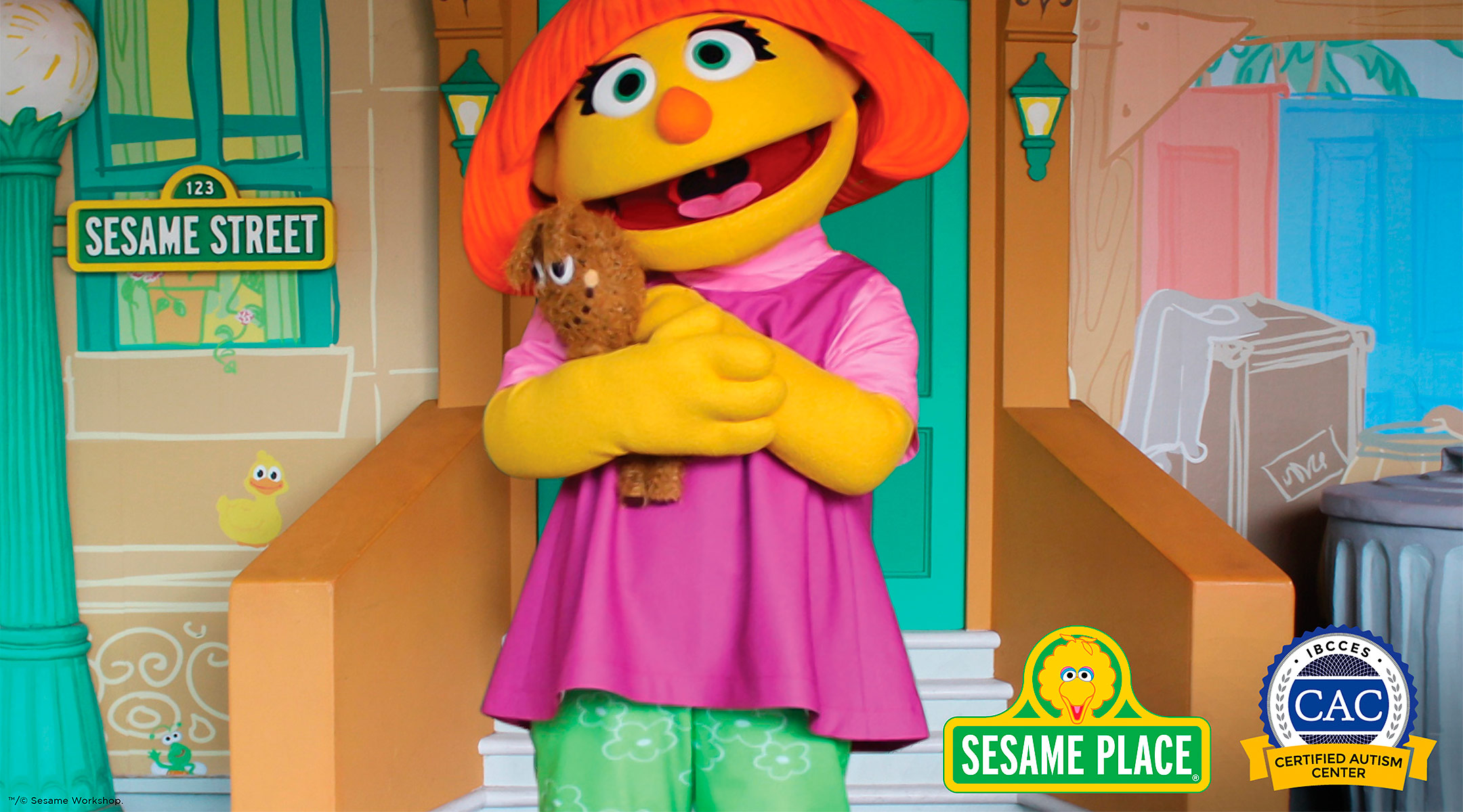 Sesame Place, character Julia, who has autism