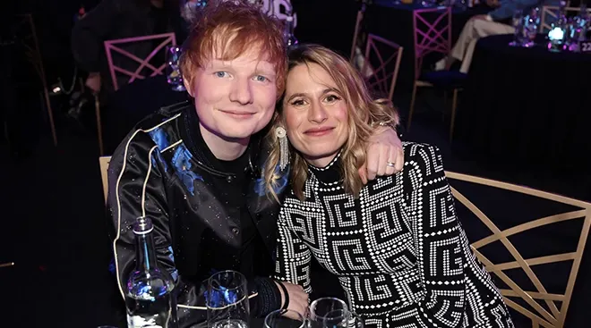 Ed Sheeran and wife Cherry Seaborn during The BRIT Awards 2022 at The O2 Arena on February 08, 2022 in London, England